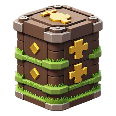 Clash of Clans aesthetic: Cinematic Playful Pixel 3D Coin Stack Emoji, rendered in a 3D vector-style similar to standard emojis with minimal shading and bold, simplified shapes. A compact, distinct form with signature details, softly glowing with a pixelated adventure charm. Simplified yet unmistakably iconic, highly detailed and consistent, glowing with a soft radiance and high shine. Stylized with a touch of classic pixel-art charm and a soft glowing outline, capturing the essence of a beloved gaming relic with a friendly, playful manner! sticker