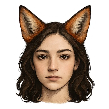 face with orange fox ears, digital illustration sticker