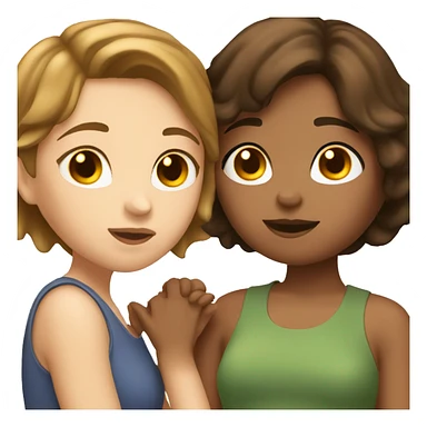 Two brown haired girls kissing, one with short hair, both white skin sticker