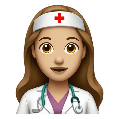 Nurse with long brown hair fair skin sticker