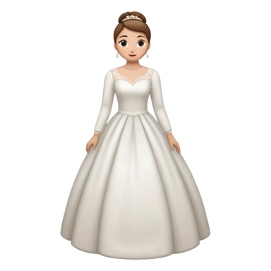Chica blanca,pelo castaño y recogido, vestido novia, manga larga cuerpo entero sticker