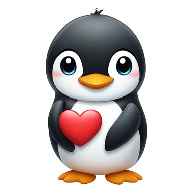penguin with heart sticker