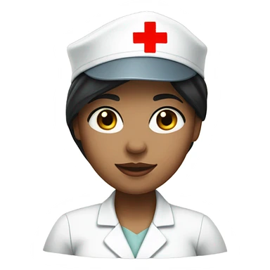short black hair female nurse with red cross sign hat yellow skin tone sticker