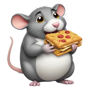 Fat rat eating junk food sticker
