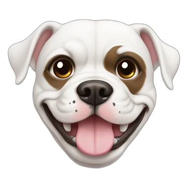 Cute White American bulldog with brown eye patch smiling sticker