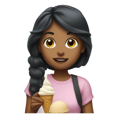 girl with black hair in an ice cream truck sticker