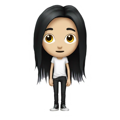 Skinny pale rockstar with long black hair sticker