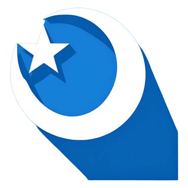East Turkestan flag with bright blue background, white crescent moon and five-pointed star sticker