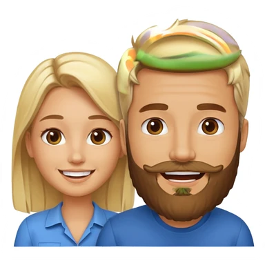 pareja hombre con barba y mujer rubia en internet charlando en streaming sticker