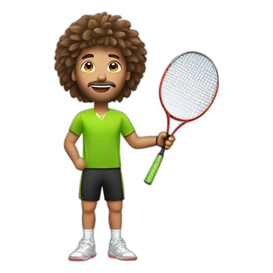 homme avec chauveux bruns jouant du badminton sticker