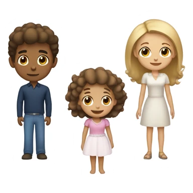 Puerto rican beard short brown hair  husband with blond long hair wife and brown long hair daughter Family  sticker