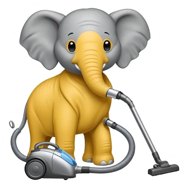 elephant pushing vacuum cleaner sticker