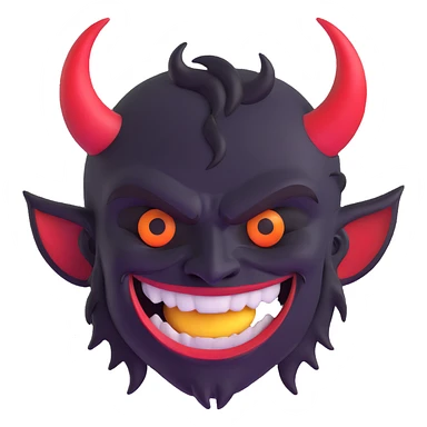 smiling red demon face sticker