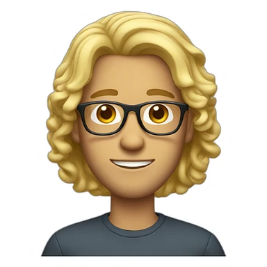 guy with curled mid long hair blonde and glasses sticker