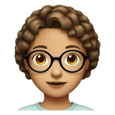 young girl with round glasses, short brown hair sticker