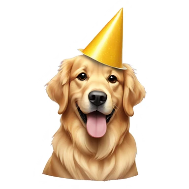 golden retriever wearing party hat sticker