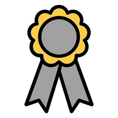 grey ribbon icon with color outline sticker