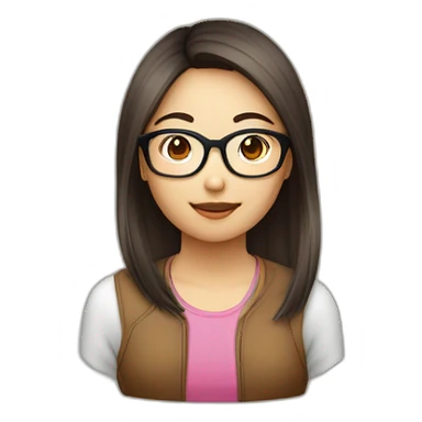 Fille asiatique avec cheveux bruns au carré et avec des lunettes rondes sticker