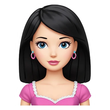 Barbie black hair sticker