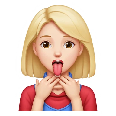 Girl holding neck with booth hands with tongue sticking out  sticker