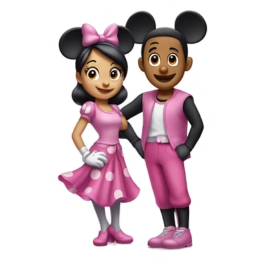 mickey and minnie mouse in pink outfits sticker