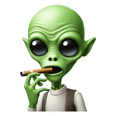 alien smoking a cigarrete sticker