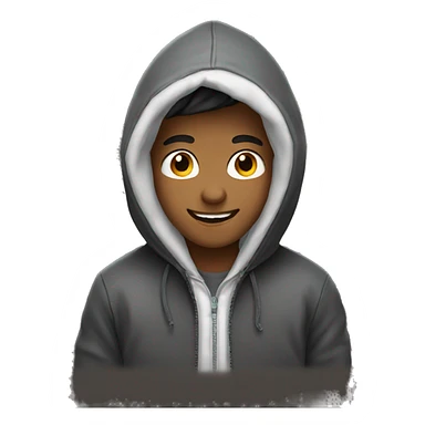 Smiling boy in hooded jacket  sticker