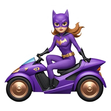Hot full size real-appearance racing action BatGirl’s purple tights sixty’s tv show 1992 stealth retro cat burglar sporty petite off-road pursuit mobile cruiser car rose gold accents (reclined and relaxed seating position and attitude) sticker