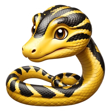 cinematic-cute-anaconda-portrait-emoji,-head-tilted-playfully-and-inquisitively,-with-a-sleek,-shimmering-body-adorned-with-detailed-scale-sriped patterns-and-round,-sparkling-eyes-full-of-wonder,-simplified-yet-irresistibly-adorable-features sticker