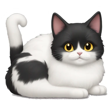 Short hair black cat and fluffy long hair chubby white cat  sticker