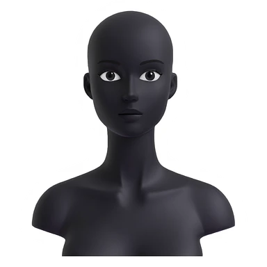 Matte black mannequin in the style of a default avatar. Monochrome with no lines. Minimalistic flat vector icon, iOS style, thin black contour on white. Completely black eyes are not just pupils sticker