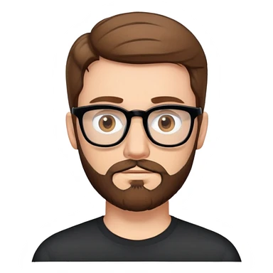 white man with brown hair and beard and hazel eyes and black eyeglasses  sticker