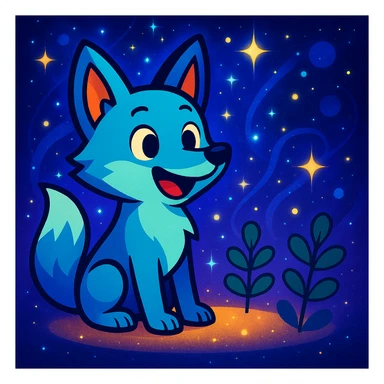 Add a magical, sparkling fantasy background with glowing elements, keeping the playful and vibrant cartoon style. sticker
