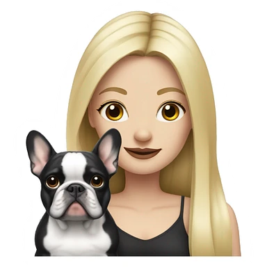 Long hair Blonde girl with black/white French bulldog sticker
