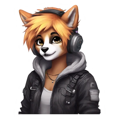 Edgy cute modern punk techwear anthro furry animal sona by Falvie, LiLaiRa, AngieWolf sticker