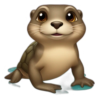 Une loutre sur une tortue sticker