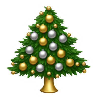 Christmas tree decorated with gold and silver balls sticker