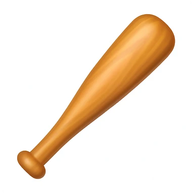 Create a baseball bat emoji exactly like the reference image in iOS emoji style. The bat should have a smooth, shiny wood texture and a classic bat shape with no hand visible. Add a slight blush to the bat. The style should reflect the iOS emoji aesthetic. sticker