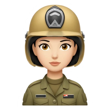 female soldier black hair style sticker