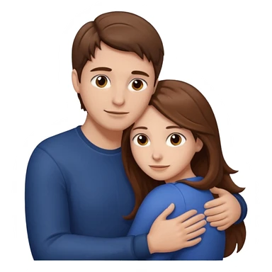 "Man with short brown hair and fair skin, hugging a woman with long brown hair and fair skin, both 
 sticker