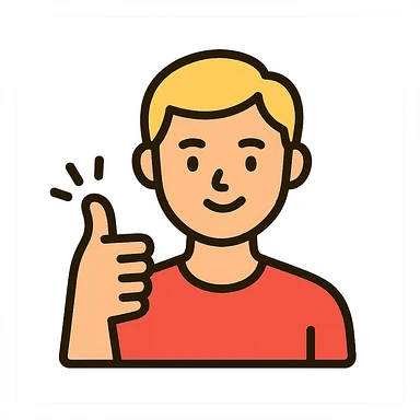 young blond man with short hair giving encouragement, colorful lineal icon style, positive expression sticker
