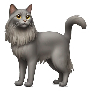 long-haired gray-brown cat standing sticker