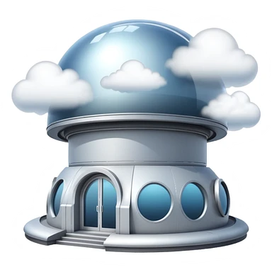 High-altitude observatory surrounded by clouds sticker