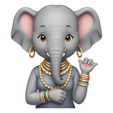 female elephant character in casual clothes, upright pose, with bangles and earrings sticker