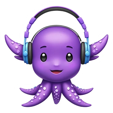 Cute Purple Seastar with headphones sticker