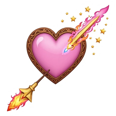 wand with a shooting star pink heart on fire like the heart is the shooting star emoji sticker
