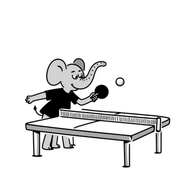elephant playing ping pong sticker