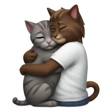 cat hugs blahaj sticker