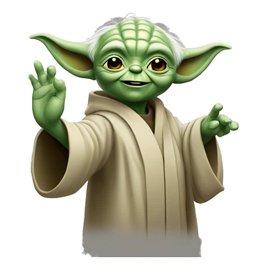 yoda happy smilin waving sticker