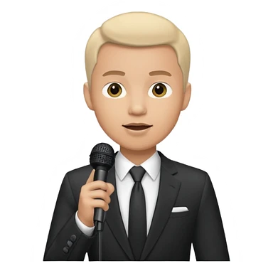  a man gives a speech whith microphone sticker